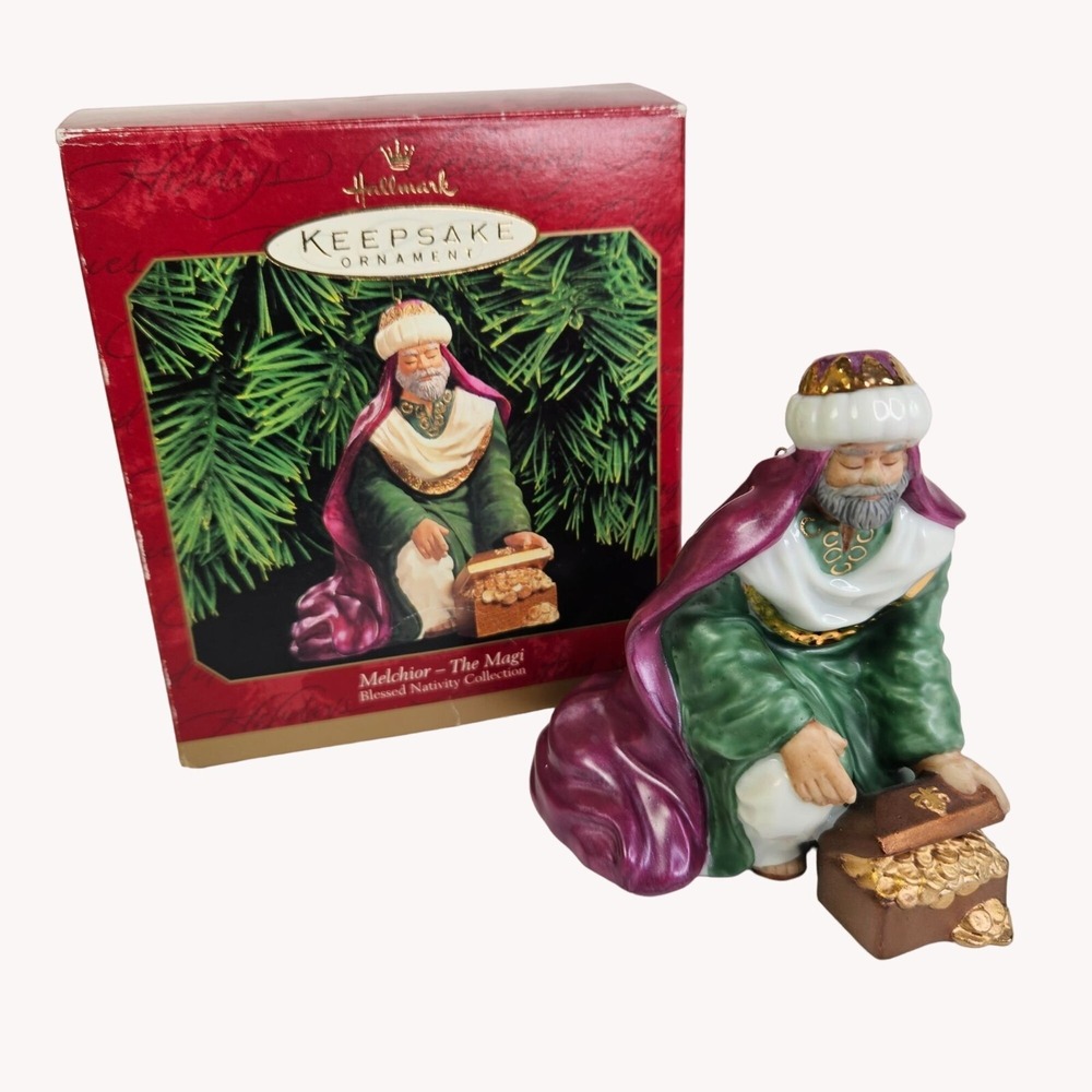 Hallmark Ornament Melchior The Magi Blessed Nativity Collection Xmas Porcelain